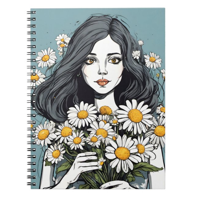 Cuaderno Bonito Lady Con Daisy Bouquet (Frente)