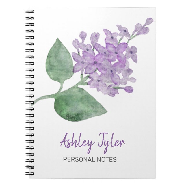 Cuaderno Bonito Lilac floral giratoria lindo personalizado (Frente)