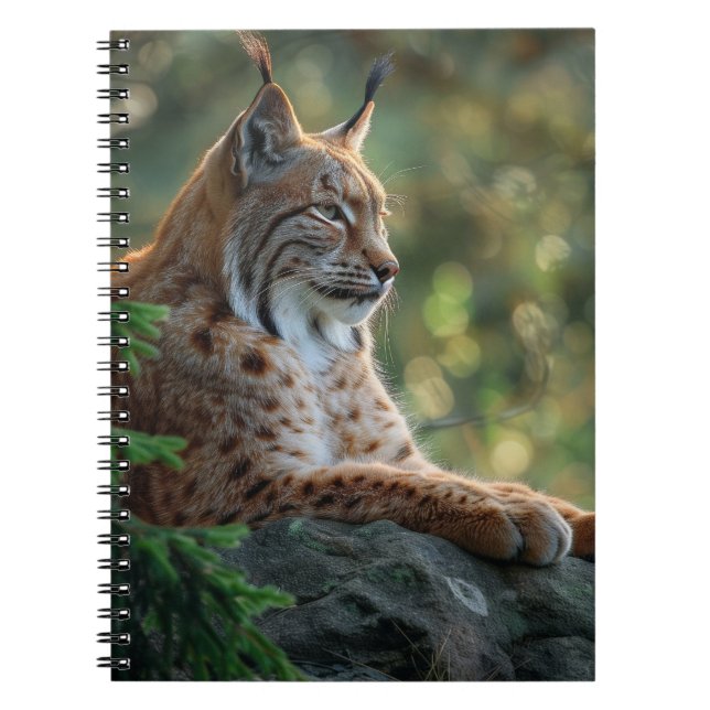 Cuaderno Bonito lynx relajante en la roca (Frente)