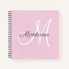 Cuaderno Bonito Moderno Monograma Gris Rosa Noteb