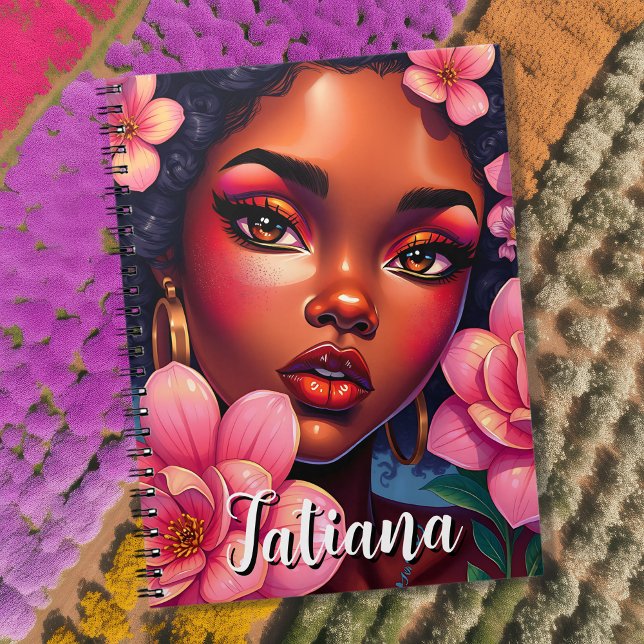 Cuaderno Bonito Mujer de flores color rosado personalizada (Subido por el creador)
