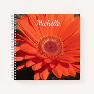 Cuaderno Bonito Naranja Daisy Flower Photo Name