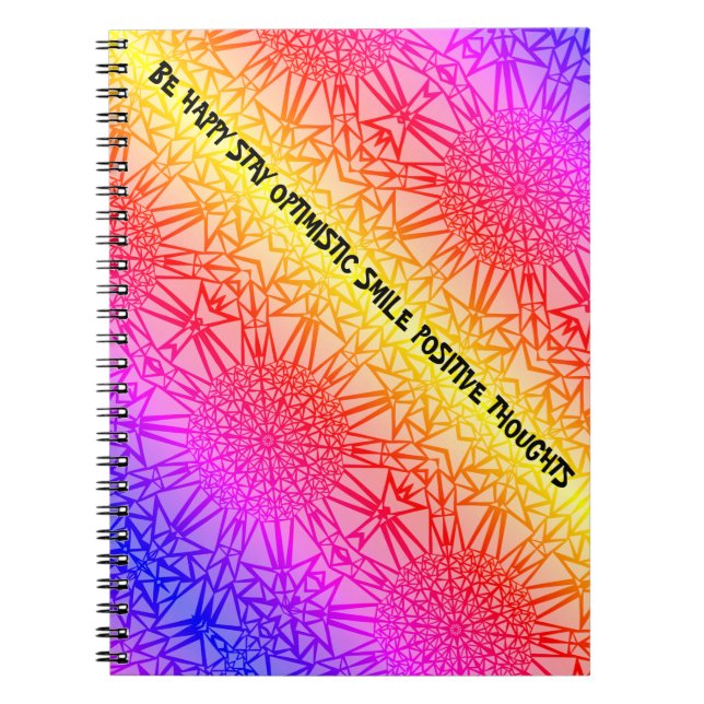 Cuaderno Bonito Neon Moon Sun Rainbow Cósmico colorido (Frente)