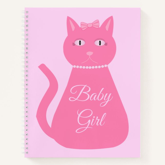 Cuaderno Bonito Niña Rosa Personalizado Gato (Anverso)