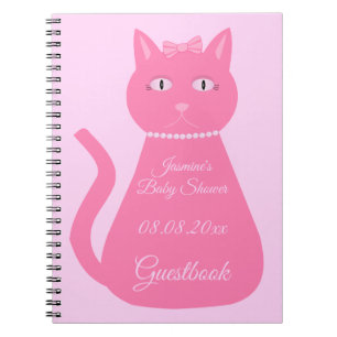 Cuaderno Bonito Niña Rosa Personalizado Gato Baby Shower