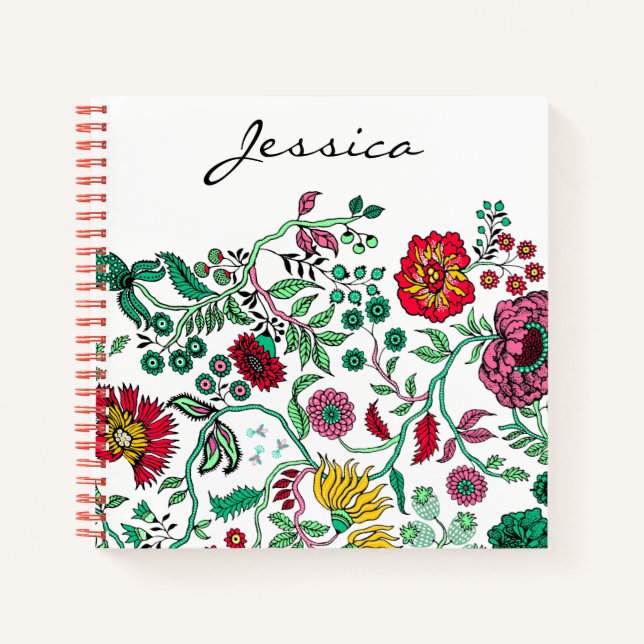 Cuaderno Bonito Ornate Flower Garden Arte Personalizado (Anverso)
