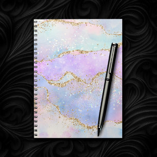Cuaderno Bonito Pastel Agate   Vena acuarela Purpurina de o