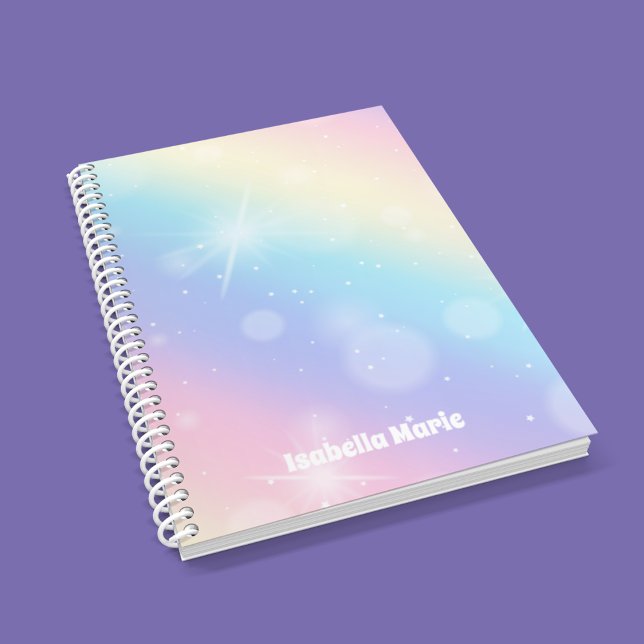 Cuaderno Bonito Pastel Rainbow Sparkle Girly Monograma Niño (Subido por el creador)