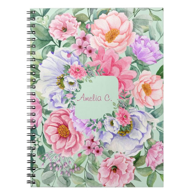 Cuaderno Bonito Pastel Watercolor Floral (Frente)