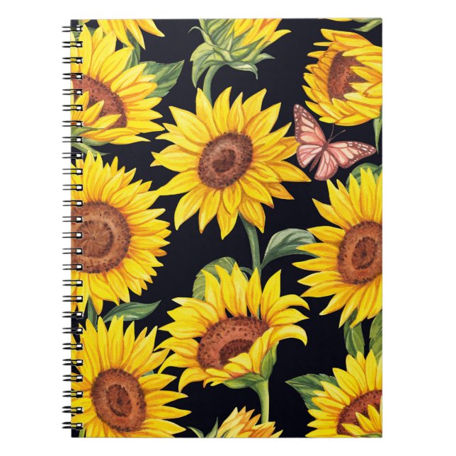 Cuaderno Bonito patrón de girasoles (Frente)