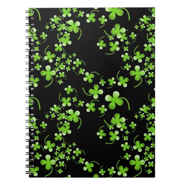 Cuaderno Bonito Patrón de Shamrock, verde sobre accesorio n (Frente)
