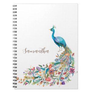 Cuaderno Bonito pavo real azul acuarela I