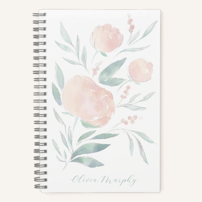 Cuaderno Bonito peony floral personalizada (Anverso)