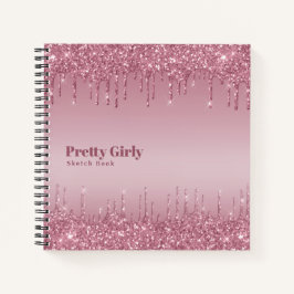 Cuaderno Bonito personal Girly Rosegold Dripping Purpurina