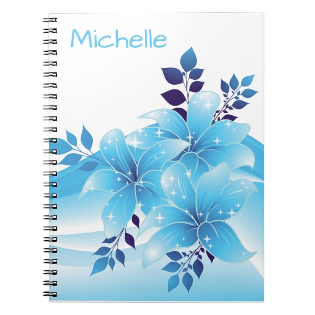 Cuaderno Bonito personalizada Blue Lilies (Frente)