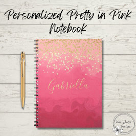 Cuaderno Bonito personalizada en rosa con oro