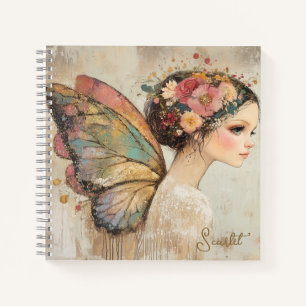 Cuaderno Bonito personalizado Boho Butterfly Fairy Pastel