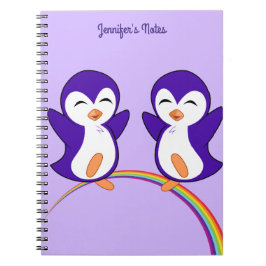 Cuaderno Bonito Pingüino Púrpura Monograma Niños