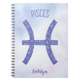 Cuaderno Bonito Pisces Rótulo Astrología Púrpura Personaliz