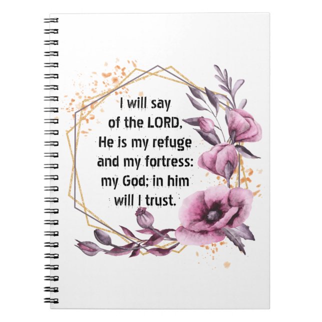 Cuaderno Bonito portátil Floral Psalm 91 (Frente)