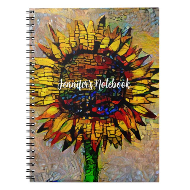 Cuaderno Bonito Resumen Pintura de girasol (Frente)