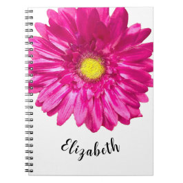 Cuaderno Bonito rosa daisy flor nombre personalizado mujere