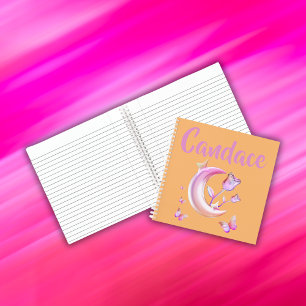 Cuaderno Bonito Rosa- Luna, Mariposa, Floral - Monograma  