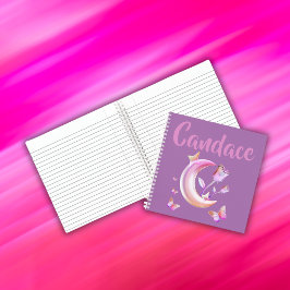 Cuaderno Bonito Rosa- Luna, Mariposa, Floral - Monograma |