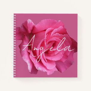 Cuaderno Bonito rosa rosa rosa floral personalizable Angela
