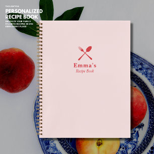Cuaderno Bonito simple moderna Rubor Receta rosa y roja