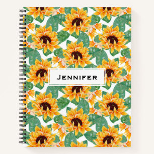 Cuaderno Bonito Sunflower Patrón amarillo y verde