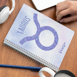 Cuaderno Bonito Taurus Astrología Rótulo Púrpura Personaliz