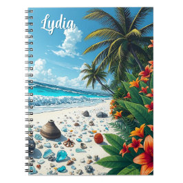 Cuaderno Bonito Tropical Beach Scene Coastal Personalizada