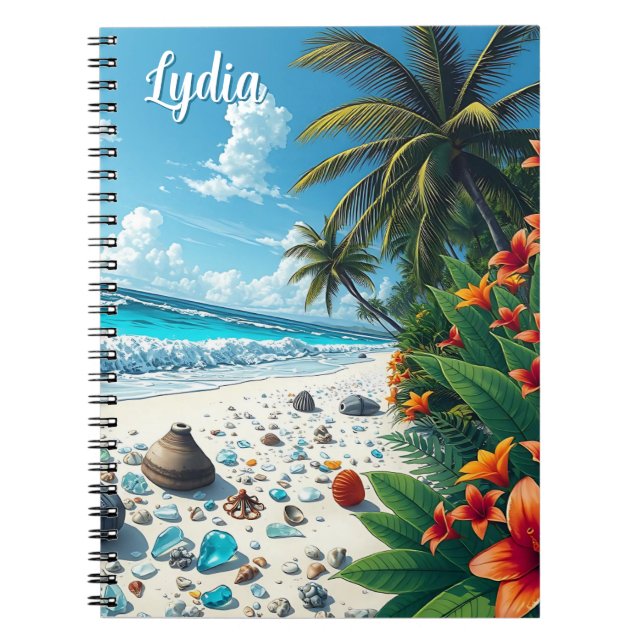 Cuaderno Bonito Tropical Beach Scene Coastal Personalizada (Frente)
