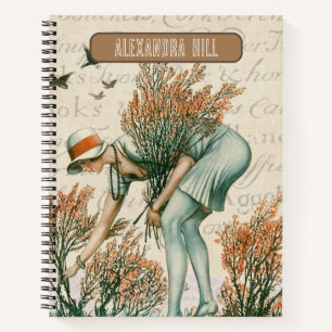 Cuaderno Bonito vintage monogramaje naturaleza rústico marr