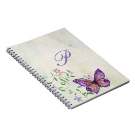 Cuaderno Bonito Vintage Watercolor Butterfly Monogramado