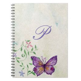 Cuaderno Bonito Vintage Watercolor Butterfly Monogramado