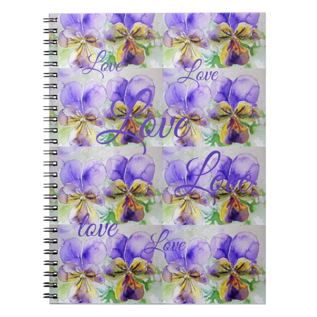 Cuaderno Bonito Viola Flor Flor Flor Purple Pattern Love (Frente)