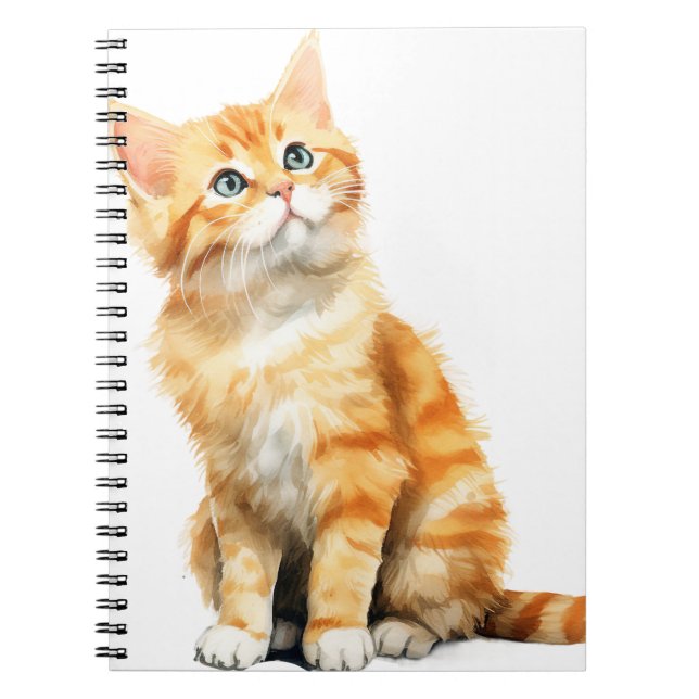 CUADERNO BONITO WATERCOLOR NARANJA TABBY CAT (Frente)