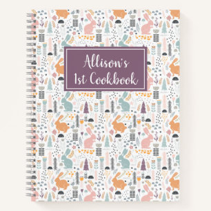 Cuaderno Bonito Woodland Forest Rabbit Pattern 1ª Cookbook