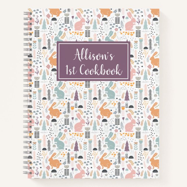 Cuaderno Bonito Woodland Forest Rabbit Pattern 1ª Cookbook (Anverso)