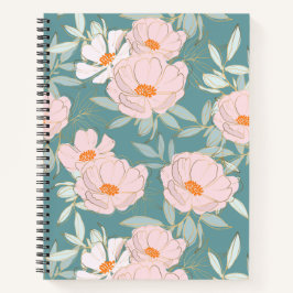 Cuaderno Bonito y hermoso patrón botánico azul