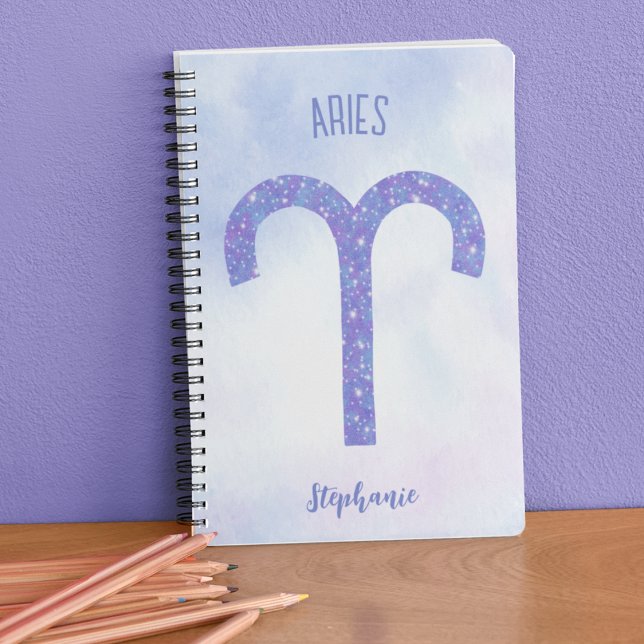 Cuaderno Bonitos Aries Rótulo Astrología Púrpura Personaliz (Subido por el creador)