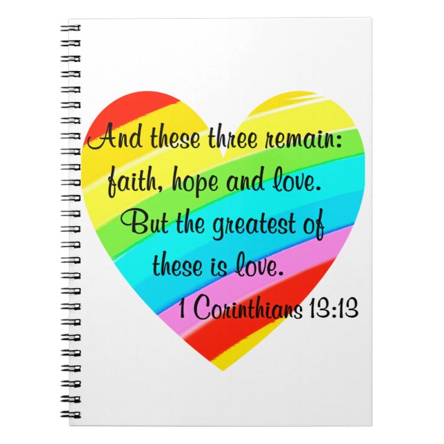 CUADERNO BONITOS CORINTHIANS 13:13 DISEÑO DE CORAZÓN DE LLU (Frente)