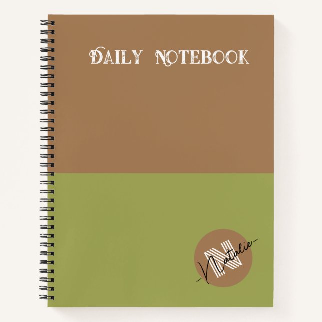 Cuaderno Bonitos de color verde y marrón Regalo personaliza (Anverso)