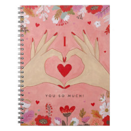 Cuaderno Bonitos manos en el Rótulo de amor San Valentín