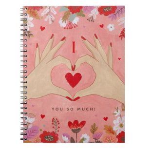 Cuaderno Bonitos manos en el Rótulo de amor San Valentín