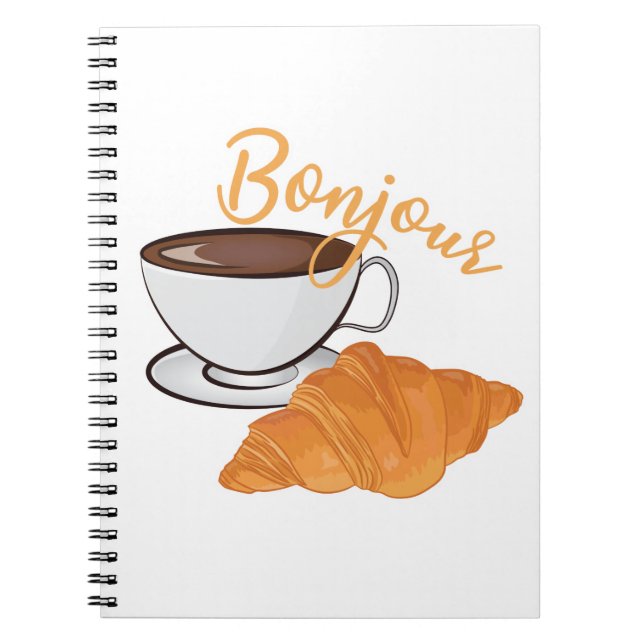 Cuaderno Bonjour Croissant Coffee Breakfast - Café francés (Frente)