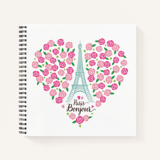 Cuaderno Bonjour de París | Corazón floral (Anverso)