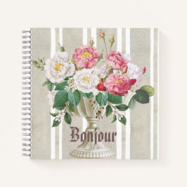 Cuaderno Bonjour Trendy stripped pattern dusty art floral